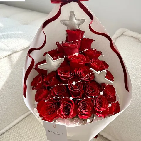 Accessori per Decorazioni DIY 3D in Pelle Stella Cuore Fiocco per Confezioni Regalo di Natale Bouquet Scatola Ornamenti Artigianali in PVC Pelle Imbottita