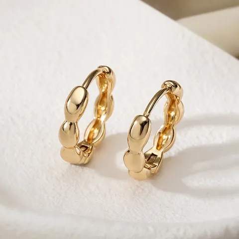 Boucles d'Oreilles Créoles Géométriques en Cuivre Minimalistes pour Femmes Boucles d'Oreilles Créoles Rétro à Texture Ondulée Élégants Bijoux de Commute Quotidiens Cadeau