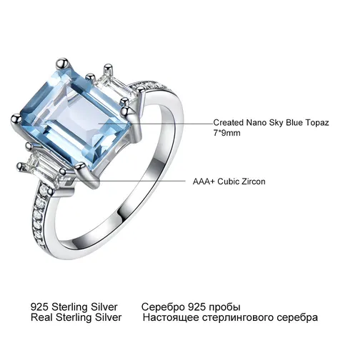 S925 Sterlingsilber Ring Quadratischer Topas Stein Für Damen Blau Grün Rosa Edelstein Halo Ring Eleganter High End Schmuck Geschenk