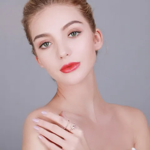 925 Sterling Silber Rosa Morganit Vintage Stapelbar Ring Für Damen Luxus Strass Doppelschicht Hochzeit Schmuck Verlobungsring