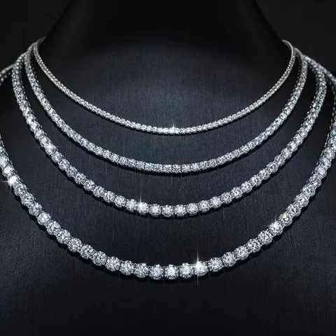Collar de Tenis de Plata de Ley 925 Con Moissanita para Hombres Mujeres Color D VVS1 Cadena de Diamantes Brillantes Con Certificado GRA Joyería Clásica
