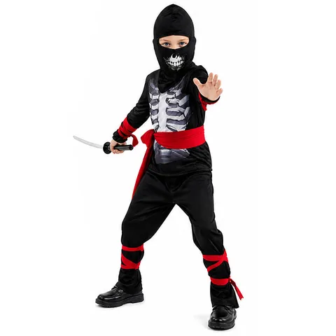 Costume Da Ninja Scheletro Di Halloween Per Bambini E Ragazzi Festa Cosplay Con Tuta Maschera E Accessori Spada Giocattolo