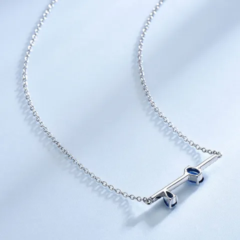 Collana con Pendente a Goccia in Argento Sterling 925 per Donna Zaffiro Sintetico Blu Zirconia Catena Veneziana Gioielli Regalo