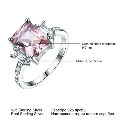 Eleganter 925 Sterlingsilber Quadratischer Strass Ring Für Damen Mode Galvanisierter Glänzender Rosa Grüner Blauer Stein Fingerring Schmuck