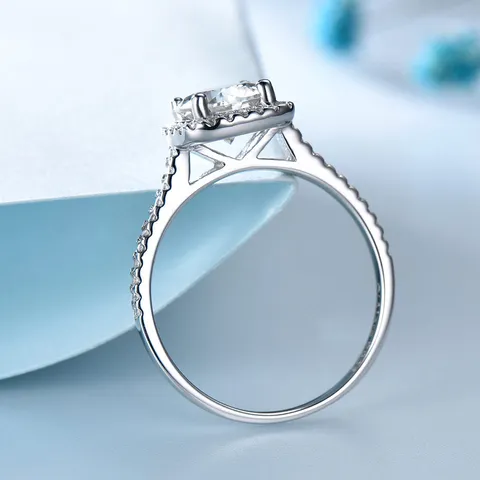 925 Sterling Silber Halo Ring Mit Zirkonia Cluster Geometrischer Mode Fingerring Für Damen Herren Hochzeit Bankett Täglichen Schmuck