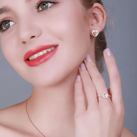 S925 Sterlingsilber Nano Morganit Ring Für Damen Herzform Rosa Zirkonia Eingelegt Fingerring Feiner Schmuck Jubiläumsgeschenk