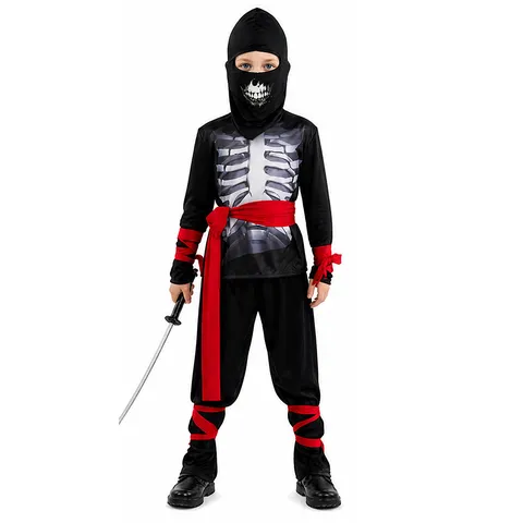Costume Da Ninja Scheletro Di Halloween Per Bambini E Ragazzi Festa Cosplay Con Tuta Maschera E Accessori Spada Giocattolo
