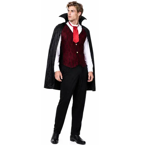 Halloween Ενηλικες Ανδρες Βαμπιρ Κοστουμι Cosplay Με Γοτθικη Καπα Γιλεκο Πουκαμισο Και Παντελονι Ρουχα Παρτι