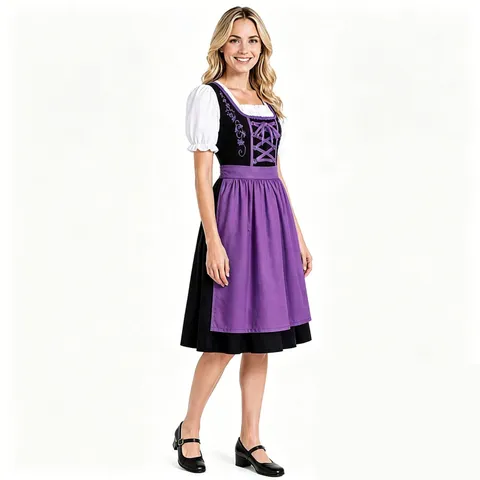 Women Bavarian Oktoberfest Beer Maid Costume Traditional Dirndl Dress Party Cosplay Outfit With Apron And Blouse