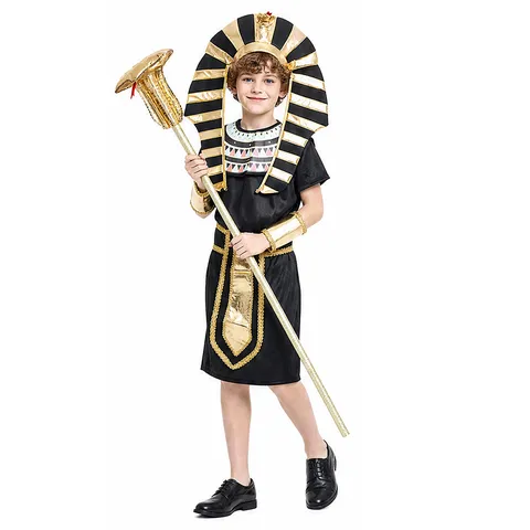 Kinderen Egyptische Farao Kostuum Halloween Cosplay Outfit Oude Egyptische Koning Verkleedset Met Hoofdtooi En Staf Voor Jongens