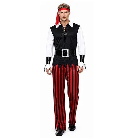 Costume de Pirate des Caraïbes pour Adulte Halloween Cosplay Tenue Hommes Femmes Fête de Scène Vêtements