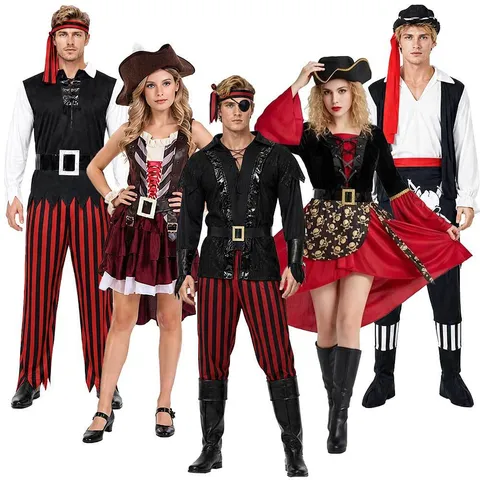 Costume de Pirate Adulte Halloween Cosplay Fête Tenue Capitaine des Caraïbes Ensemble