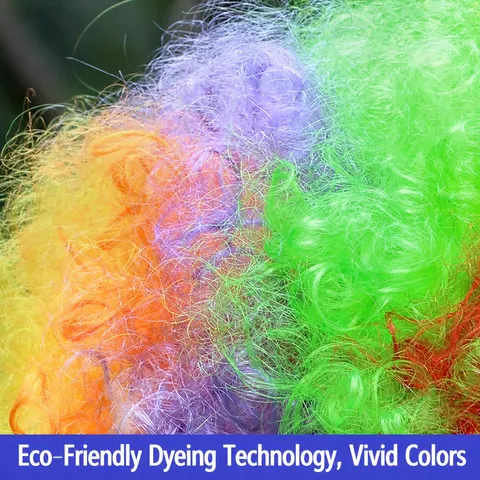 Halloween Party Costume Colorful Clown Wig Afro Curly Rainbow Hair Set For Adults And Kids Cosplay Dress Up Accessories