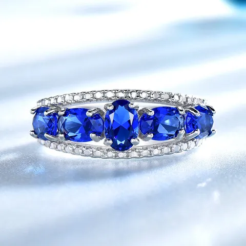 Luxus 925 Sterlingsilber Oval Nano Saphir Tansanit Ring Für Damen Pave Strass Mode Schmuck Fingerring Geschenk