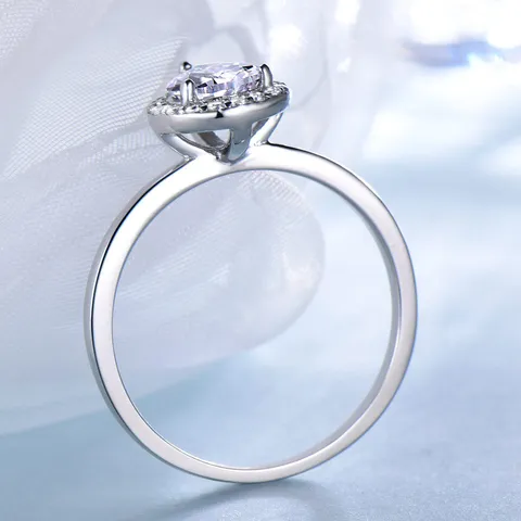Einfacher 925 Sterlingsilber Ring Birnenschliff Erstellter Smaragd Halo Ring Damen Minimalistisch Zirkonia Tropfen Fingerring Schmuck Geschenk
