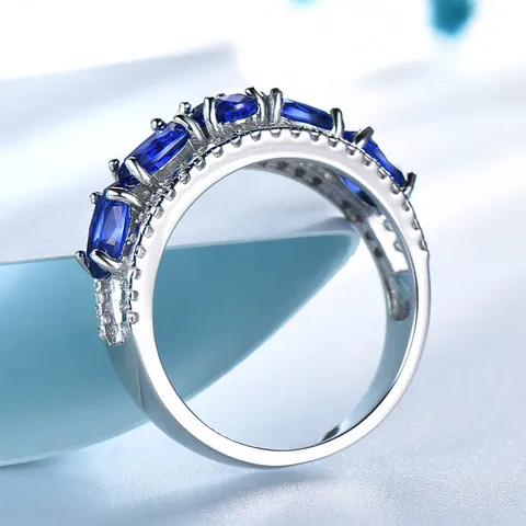 Luxus 925 Sterlingsilber Oval Nano Saphir Tansanit Ring Für Damen Pave Strass Mode Schmuck Fingerring Geschenk