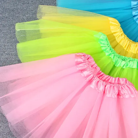 Children Performance Mesh Skirt Girls Colorful Tutu Skirt Stage Party Dance Costume