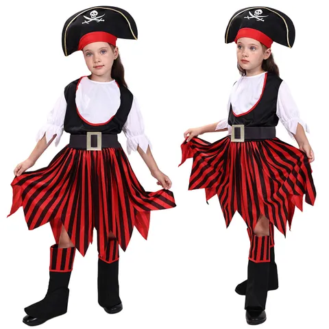 Kinderen Halloween Piraat Kostuum Jongens Meisjes Piraten Kapitein Outfit Cosplay Feest Verkleed Set Met Hoed