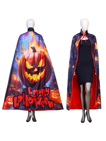 Κάπα Εκτύπωση Halloween Κολοκύθα Κρανίο Νυχτερίδα Στολή Κάπα με Kouκούδα Φεστιβάλ Πάρτι Cosplay Ενδυμασία Polyester