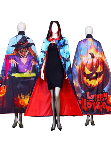 Halloween Κολοκύθα Μάγισσα Νυχτερίδα Εκτύπωση Κάπα με Κουκούλα Πάρτι Cosplay Κοστούμι Για Παιδιά