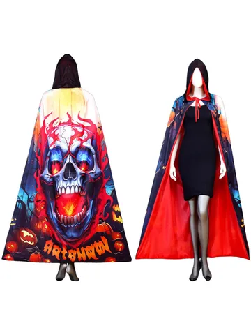 Halloween Κολοκύθα Μάγισσα Νυχτερίδα Εκτύπωση Κάπα με Κουκούλα Πάρτι Cosplay Κοστούμι Για Παιδιά