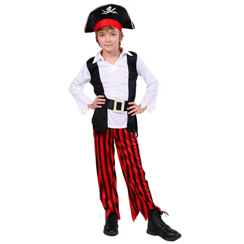 Costume de Pirate pour Enfants Garçons Filles Capitaine des Caraïbes Cosplay Tenue Fête d'Halloween Déguisement de Performance