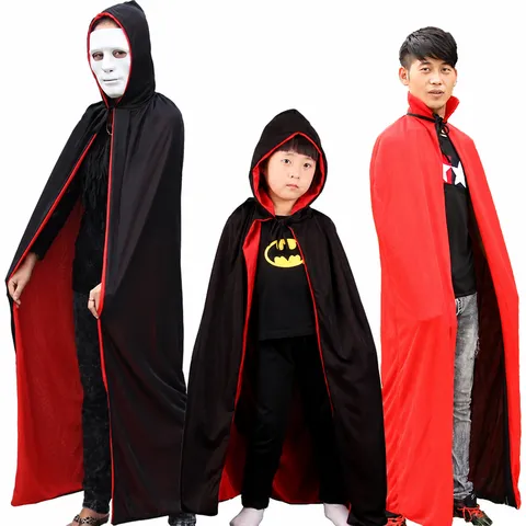 Halloween Erwachsene Kinder Sensenmann Vampir Teufel Umhang Cape Mit Kapuze Stehkragen Cosplay Party Kostüm