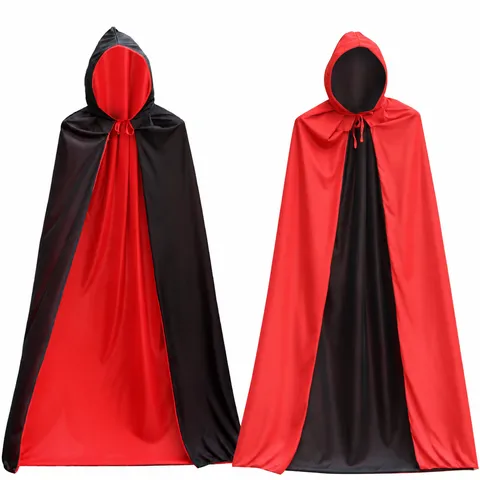 Halloween Erwachsene Kinder Sensenmann Vampir Teufel Umhang Cape Mit Kapuze Stehkragen Cosplay Party Kostüm