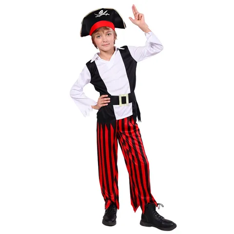 Costume de Pirate pour Enfants Garçons Filles Capitaine des Caraïbes Cosplay Tenue Fête d'Halloween Déguisement de Performance