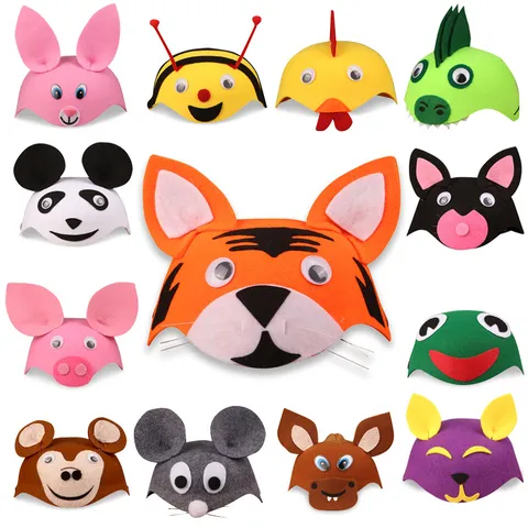 Kinder Cartoon Tier Filzhut Sternzeichen Kaninchen Tiger Dinosaurier Affe Performance Party Cosplay Kappe Kinder Kostüm Requisite
