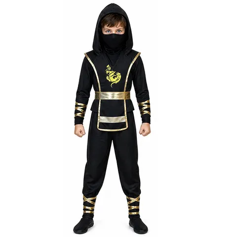 Παιδικό Κοστούμι Cosplay Νίντζα για το Halloween Ιαπωνική Στολή Πολεμιστή Σαμουράι Με Κουκούλα Top And Bottom Μάσκα Ζώνη