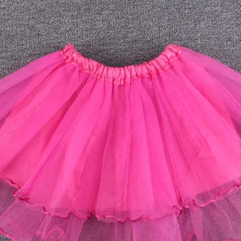 Kids Girls Stage Performance Tutu Skirt Solid Color Mesh Pleated Short Skirt Elastic Waist Dance Party Bottoms
