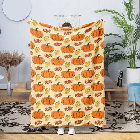 Halloween Kürbis Flanell Decke Retro Cartoon Herbst Weich Warm Nickerchen Schal Decke Alle Jahreszeiten Kuscheldecke