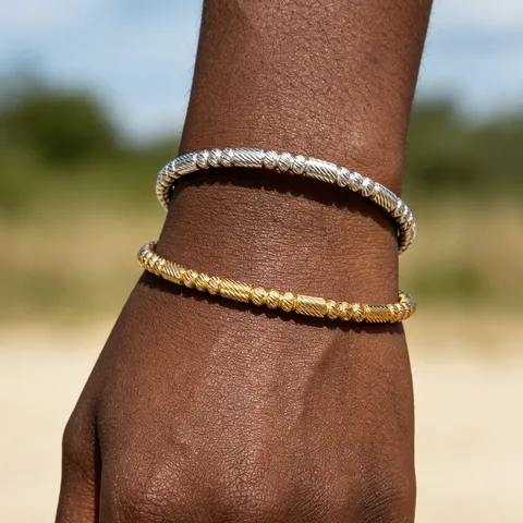 Bracelet en Acier Titane Minimaliste Perlé Plaqué Or PVD Style Luxe Léger Géométrique Bijoux pour Femmes