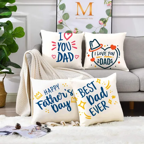 Fathers Day Throw Pillow Cover Decorative Cushion Case Peach Skin Velvet Square Pillowcase For Sofa Car Office Home