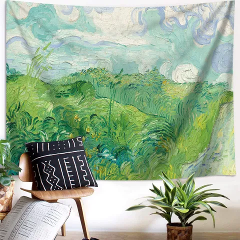 Künstlerischer Ölgemälde Wandteppich Sternenhimmel Landschaft Stoff Wandbehang Für Wohnzimmer Schlafzimmer Heimdekoration