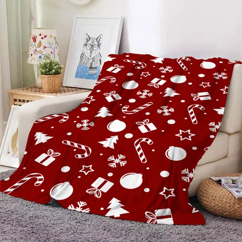 Christmas Flannel Blanket Soft Warm Throw Blanket For Bed Sofa Living Room Holiday Festival Home Decor Gift