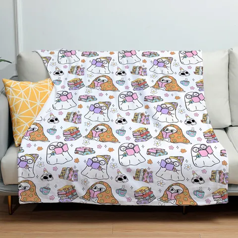 Halloween Theme Flannel Throw Blanket Soft Cozy Cartoon Ghost Pumpkin Pattern For Sofa Bed Office Travel Home Decor