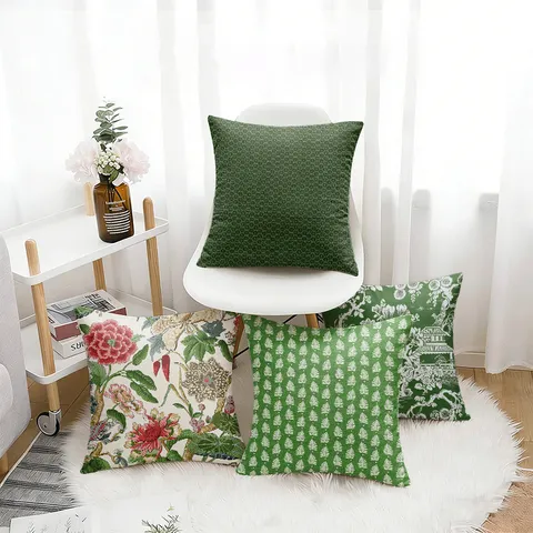 New Chinese Style Plant Green Floral And Bird Print Throw Pillow Cover Sofa Decorative Cushion Cover Polyester Pillowcase
