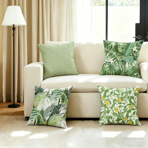Green Tropical Plant Leaf Geometric Sofa Throw Pillow Cover Nordic Decorative Cushion Cover For Living Room Bedroom Home Decor