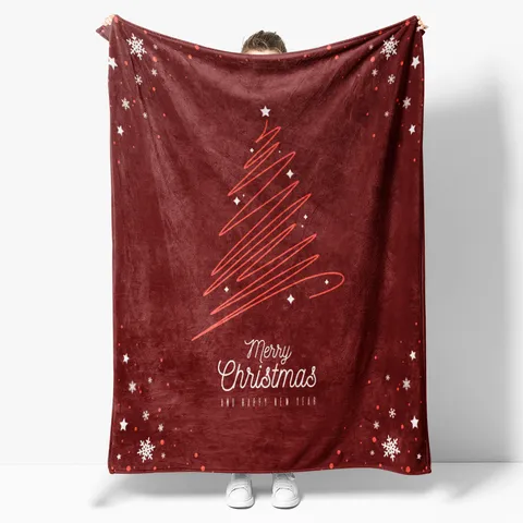 Christmas Red Flannel Blanket Soft Warm Throw Blanket For Sofa Bed Nap Holiday Gift Multifunctional Household Blanket
