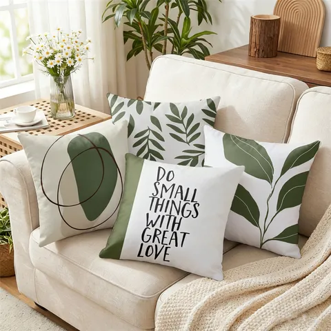 Nordique Morandi Vert Abstraite Géométrique Housse de Coussin Peau de Pêche Velours Canapé Coussin Décoratif Sans Noyau