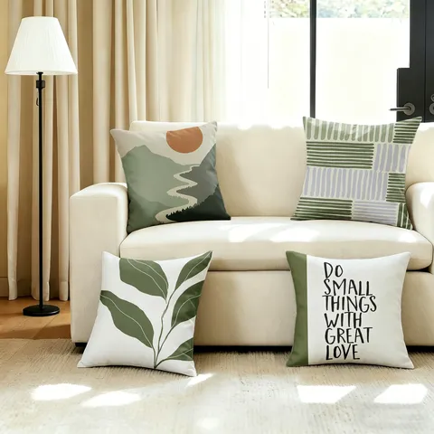 Nordique Morandi Vert Abstraite Géométrique Housse de Coussin Peau de Pêche Velours Canapé Coussin Décoratif Sans Noyau