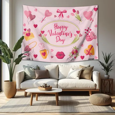 Valentine's Day Love Heart Tapestry Wall Hanging Bedroom Living Room Aesthetic Tapestry Home Decor Wall Cloth