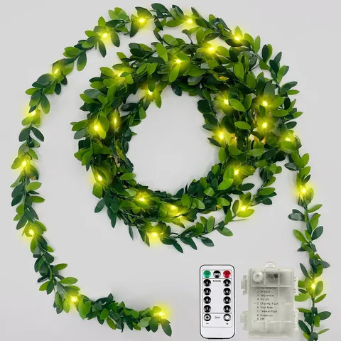 Green Leaf LED Copper Wire Ivy Decorative String Light Solar Fairy Lights For Christmas Garden Outdoor Party Home Decor