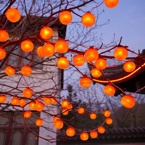 LED Persimmon String Lights Outdoor Waterproof Hanging Fairy Lights New Year Festival Courtyard Home Decor