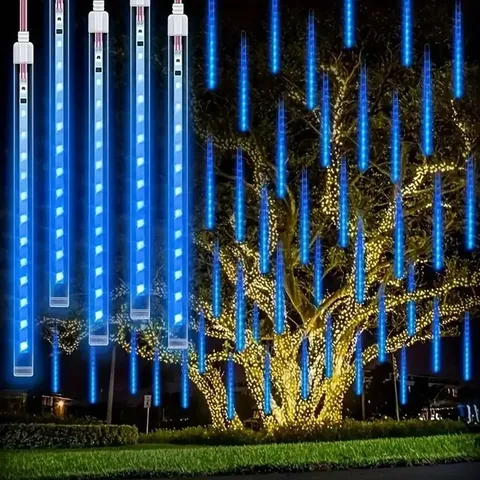 Outdoor Waterproof LED Meteor Shower Rain Light Strings Falling Raindrops Fairy Lights For Holiday Party Decor