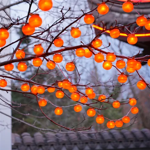 LED Persimmon String Lights Outdoor Waterproof Hanging Fairy Lights New Year Festival Courtyard Home Decor