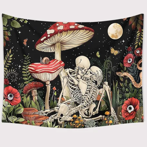 Psychedelic Mushroom Tapestry Starry Sky Universe Wall Hanging Aesthetic Wall Decor Tapestries for Bedroom Living Room Dorm