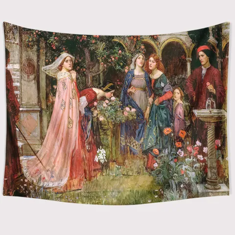 European Classical Oil Painting Tapestry Vintage Art Wall Hanging Background For Bedroom Living Room Dorm Home Decor